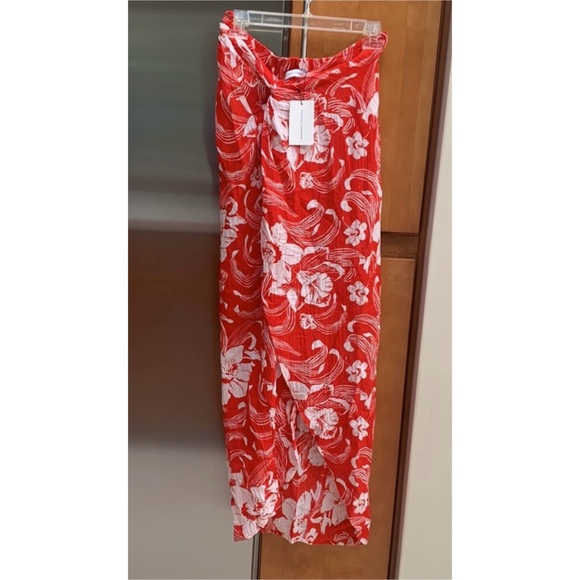 Faithfull the Brand Lulu Maxi Skirt Camara Floral Print Red, size 6 - Picture 5 of 7